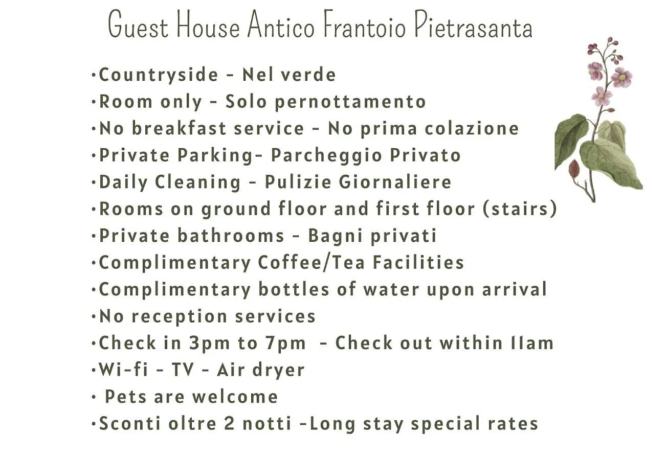 B&B Antico Frantoio Pietrasanta 2*,  Italia